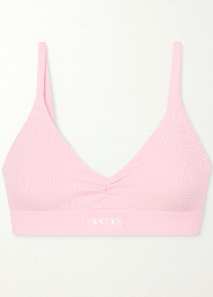 Kiss Me Bralette – Pink Organic Cotton Rib