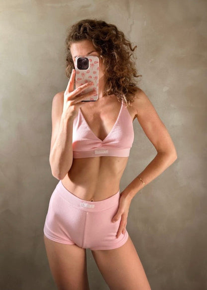 Kiss Me Bralette – Pink Organic Cotton Rib